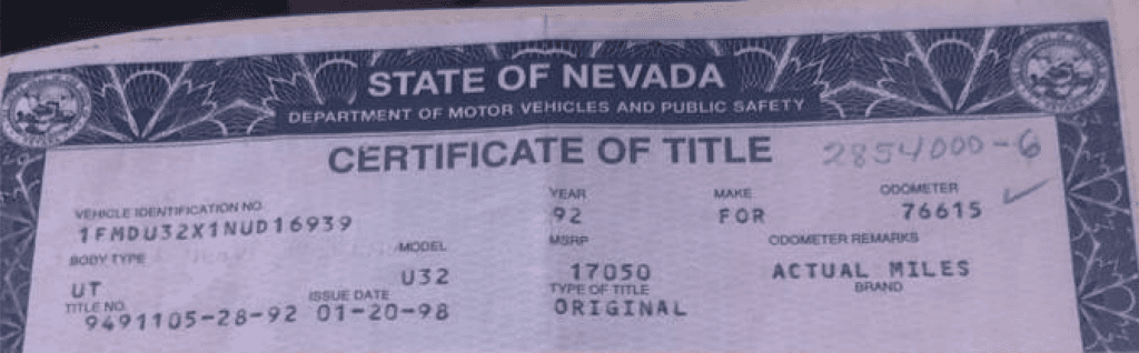 donating a vehicle with a Nevada title